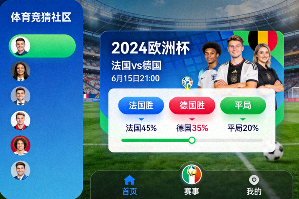 体育竞猜互动界面 - 用户参与赛事预测与投票的社区画面