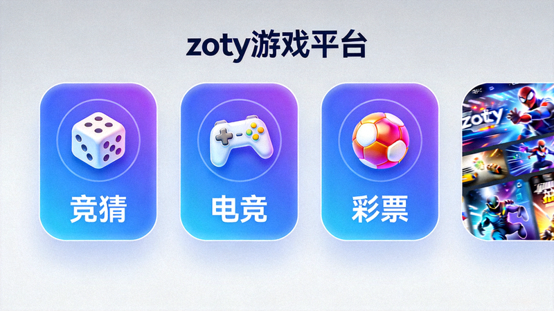 zoty游戏平台主界面 - 展示多种游戏选项如竞猜、电竞、彩票的现代设计画面